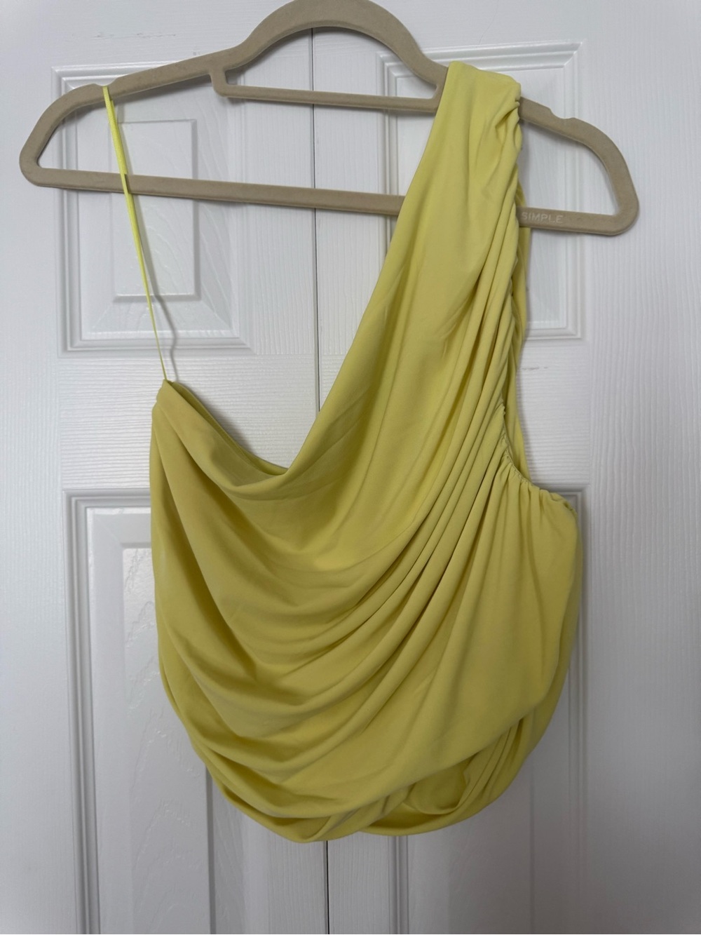 Express Women’s One-Shoulder Drape Top - Yellow (matching skirt also listed)